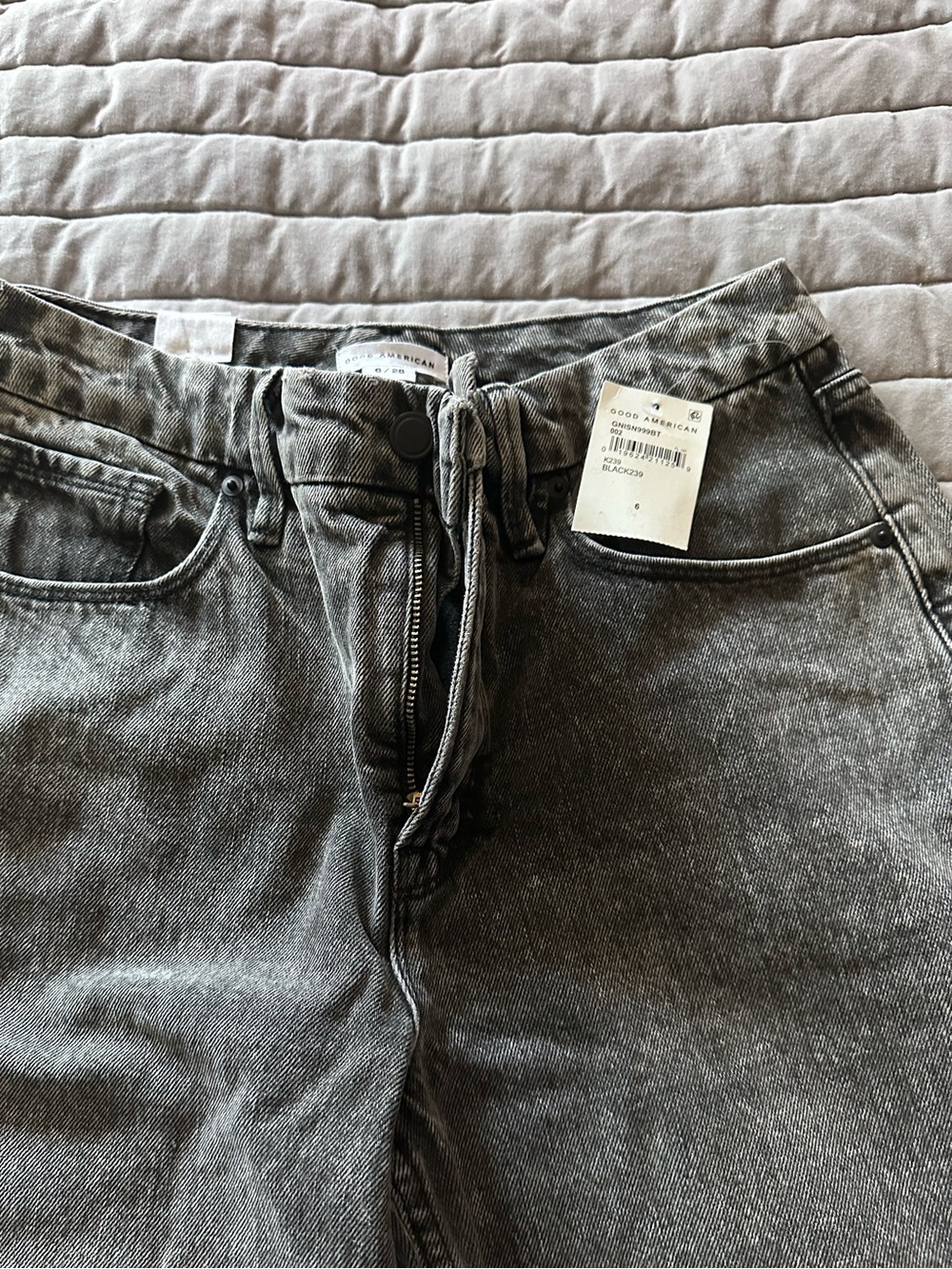 Good American Women's Black Washed Straight Jeans